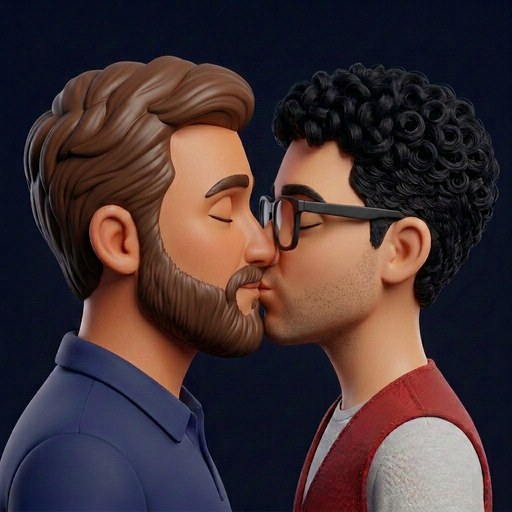 John and Gerry kissing